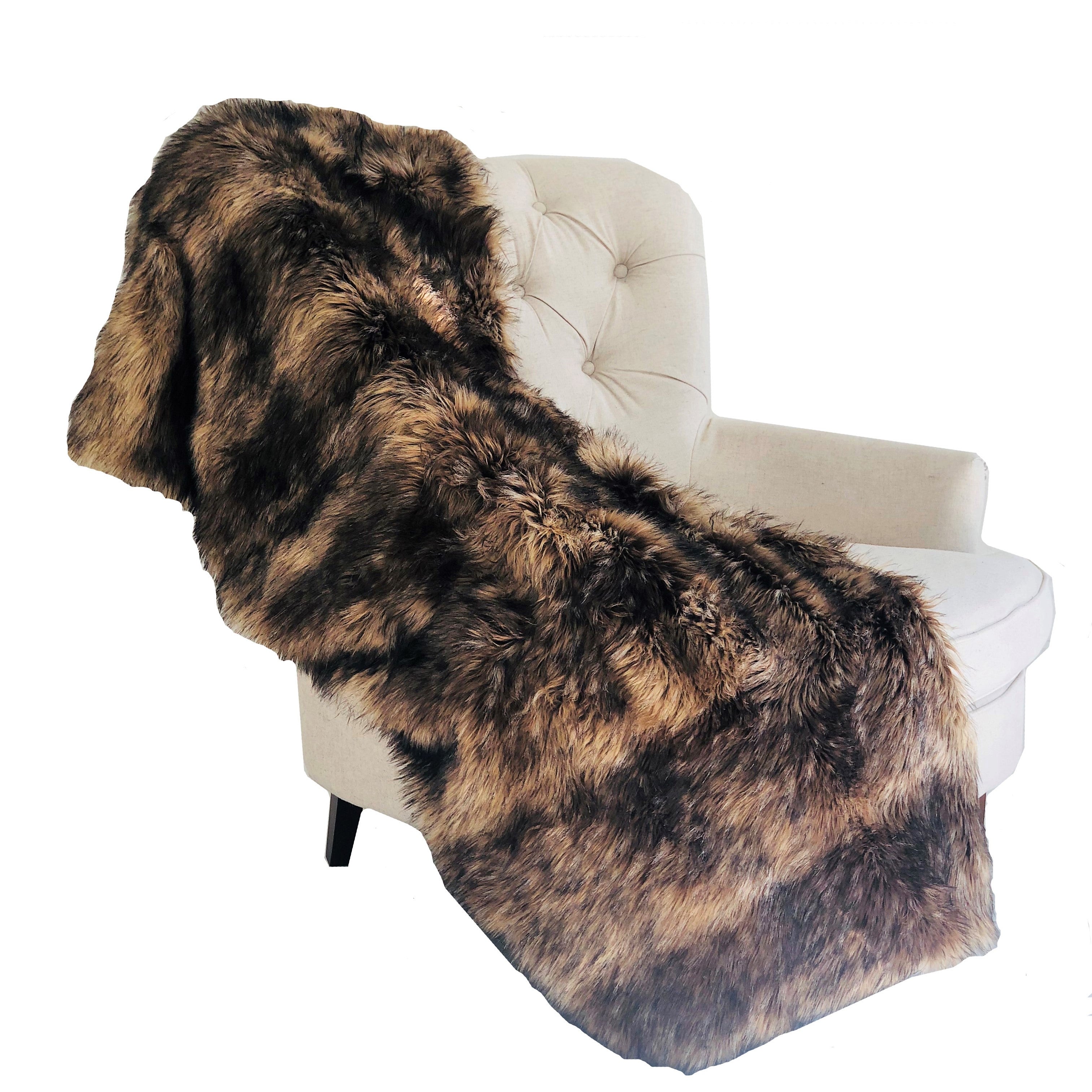 Plutus Brown Mountain Coyote Handmade Luxury Throw 36W X 60L