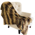 Plutus Beige And Brown Chinchilla Faux Fur Luxury Throw Throw 48W X 60L