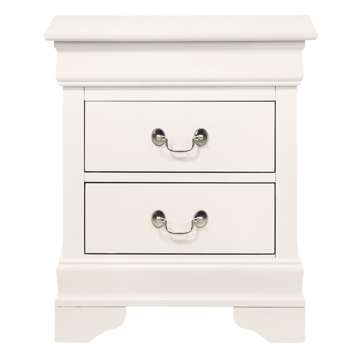 Louis Philippe 2Drawer White Nightstand (24 In. H X 21 In. W X 16 In. D)