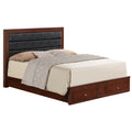 Burlington Cherry Upholstered Full Storage Panel Bed With Storage Drawers