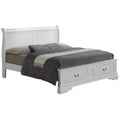 Louis Philippe White King Storage Wood Panel Bed