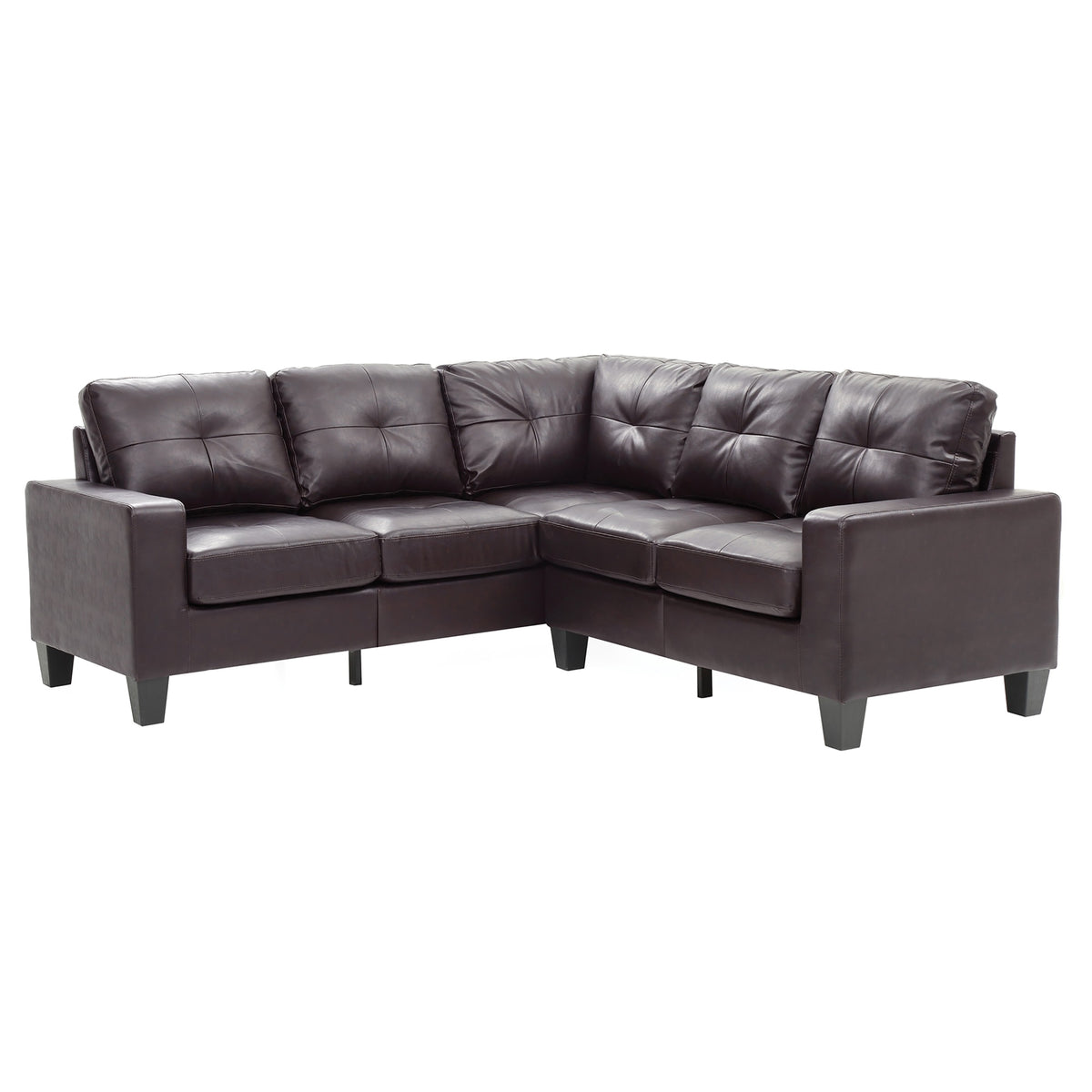 Newbury 82 In. W 2Piece Faux Leather L Shape Sectional Sofa In Dark Brown