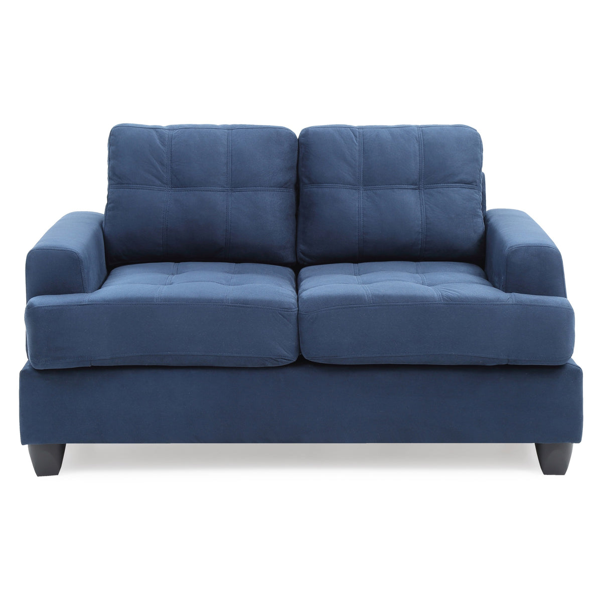 Sandridge 58 In. W Flared Arm Microfiber Straight Sofa In Navy Blue