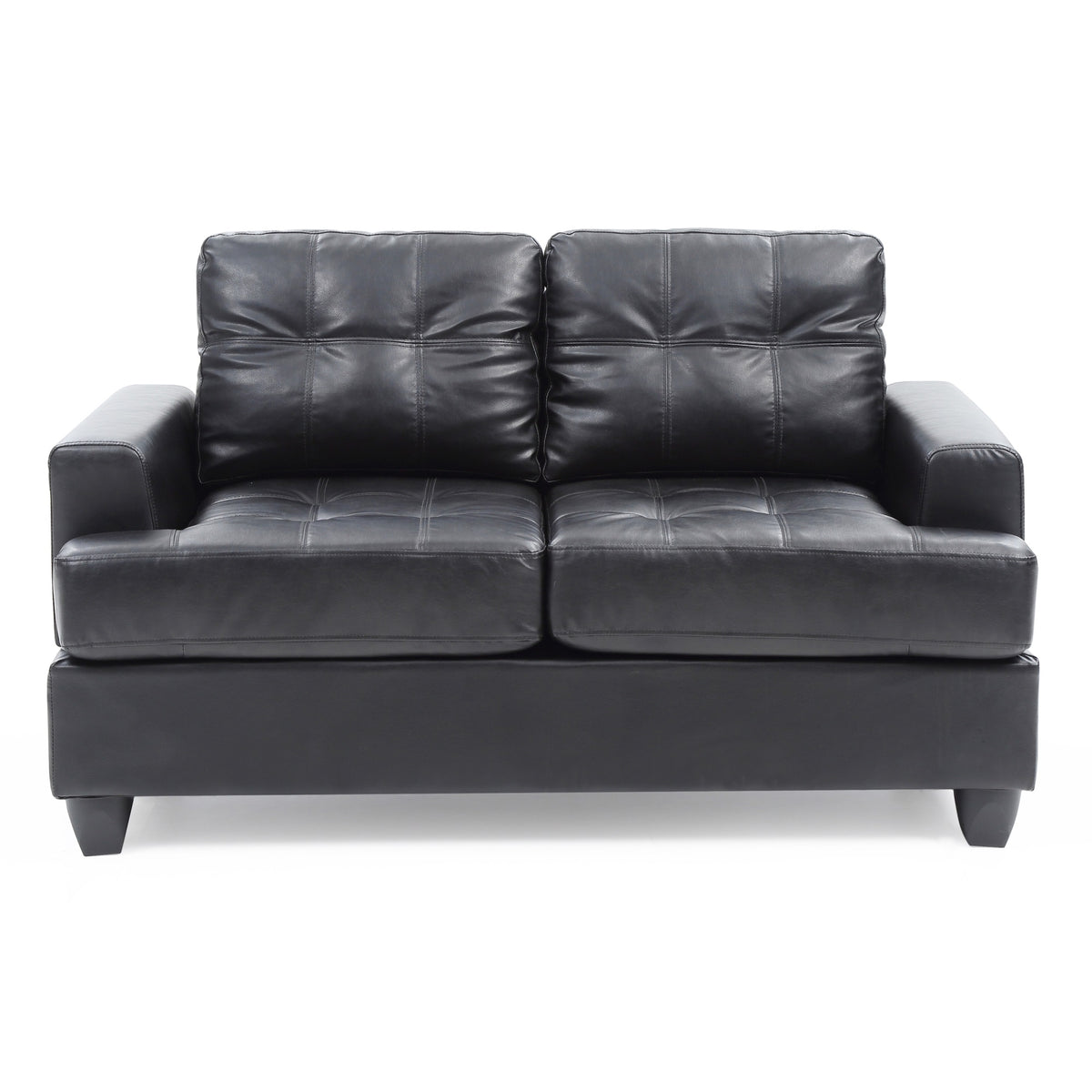 Sandridge 58 In. W Flared Arm Faux Leather Straight Sofa In Black