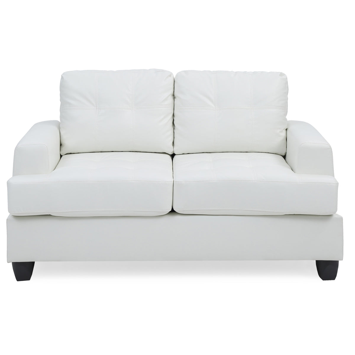 Sandridge 58 In. W Flared Arm Faux Leather Straight Sofa In White