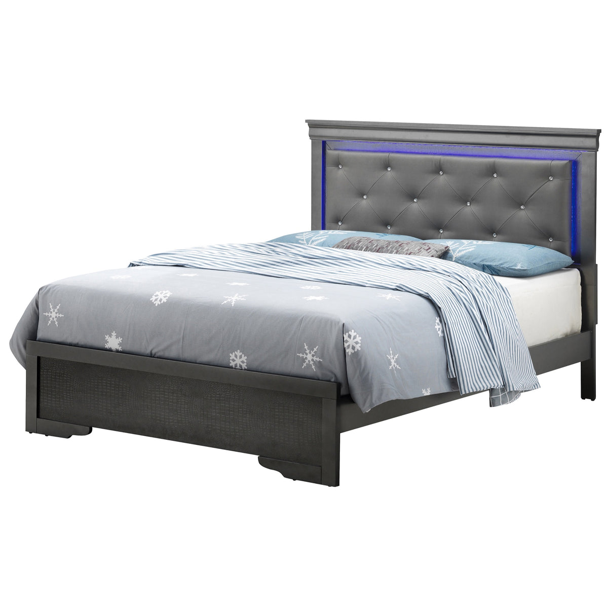 Lorana Metalic Black King Panel Beds