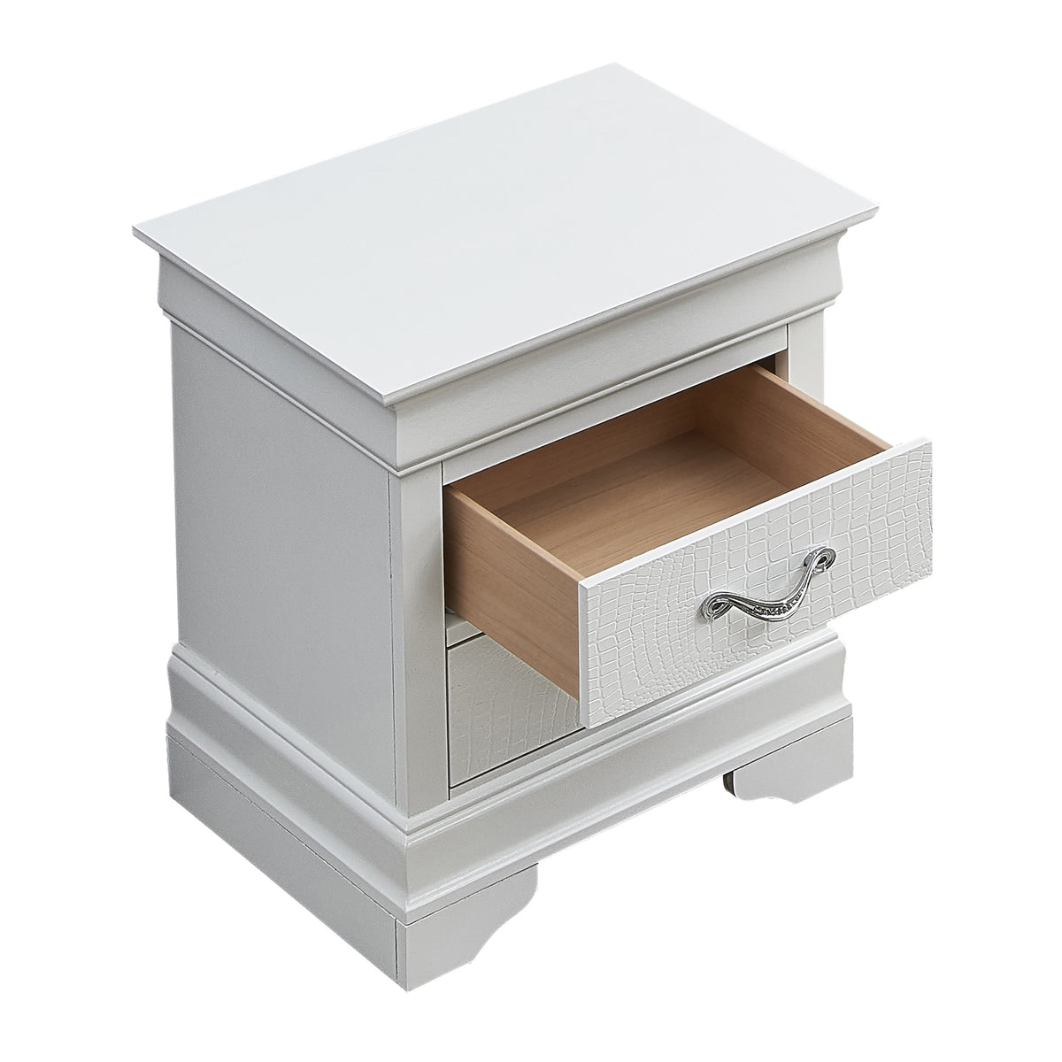 Lorana 2Drawer Silver Nightstand (24 In. H X 16 In. W X 21 In. D)