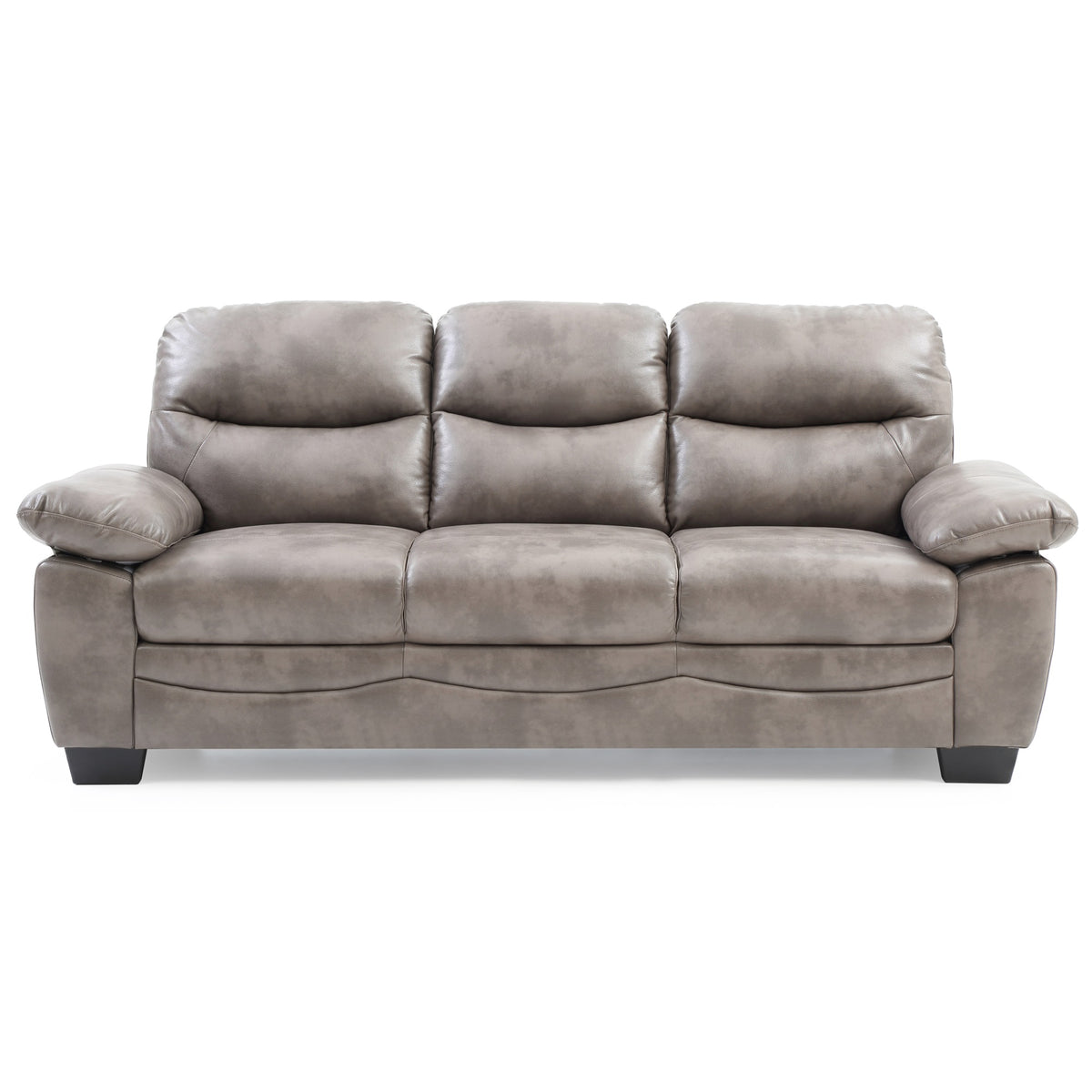 Marta 78 In. W Flared Arm Faux Leather Straight Sofa In Gray