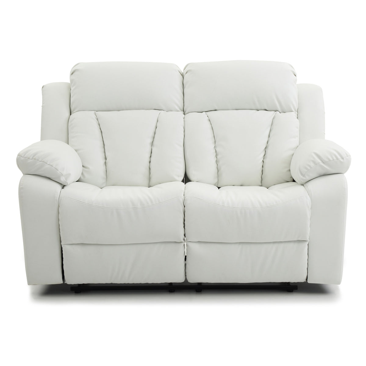 Daria 62 In. W Flared Arm Faux Leather Straight Reclining Sofa In White