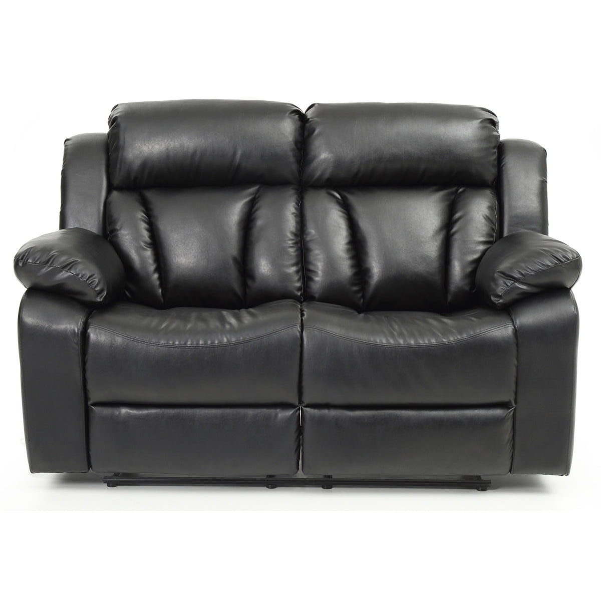 Daria 62 In. W Flared Arm Faux Leather Straight Reclining Sofa In Black