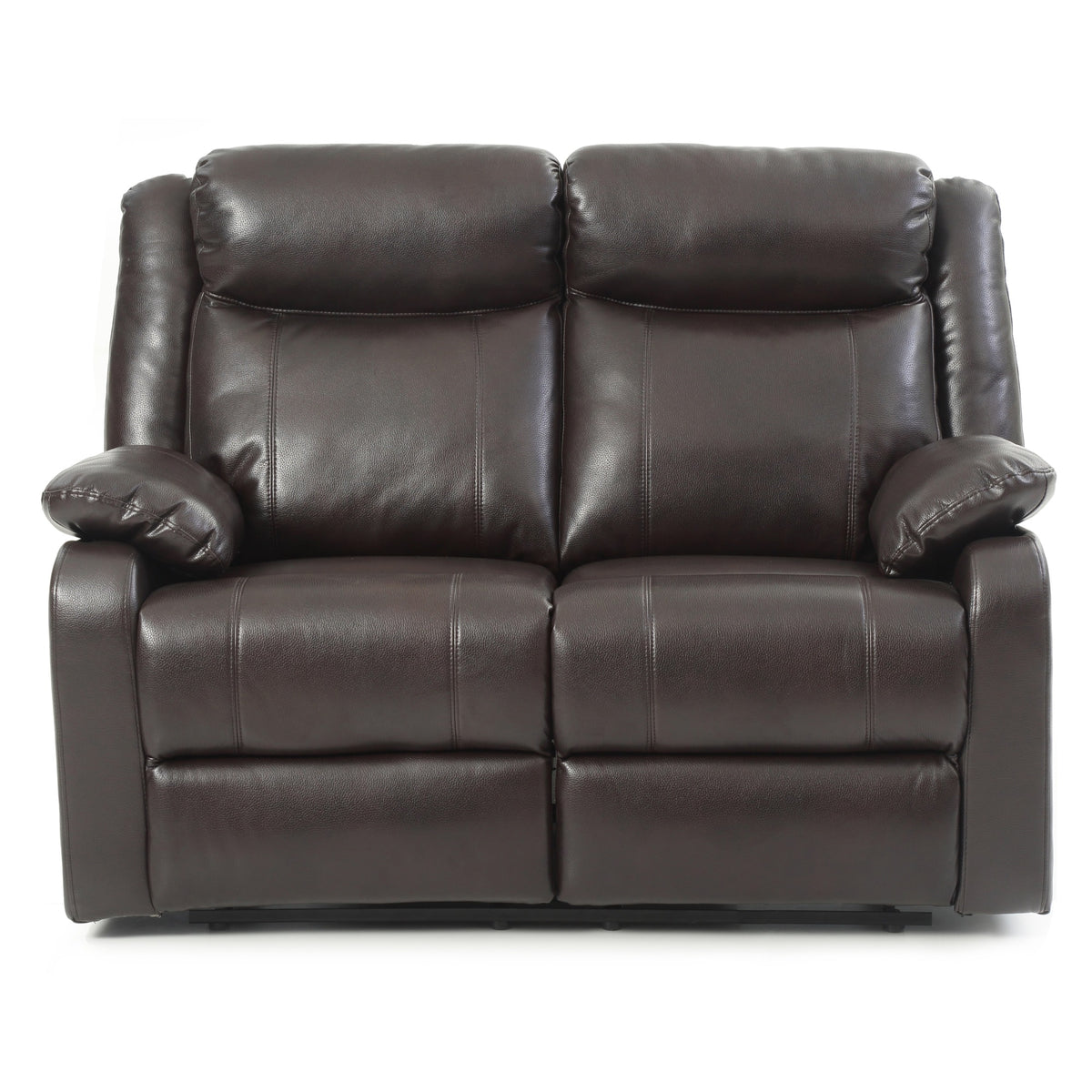 Ward 55 In. Dark Brown Faux Leather 2Seater Reclining Sofa With Pillow Top Arm