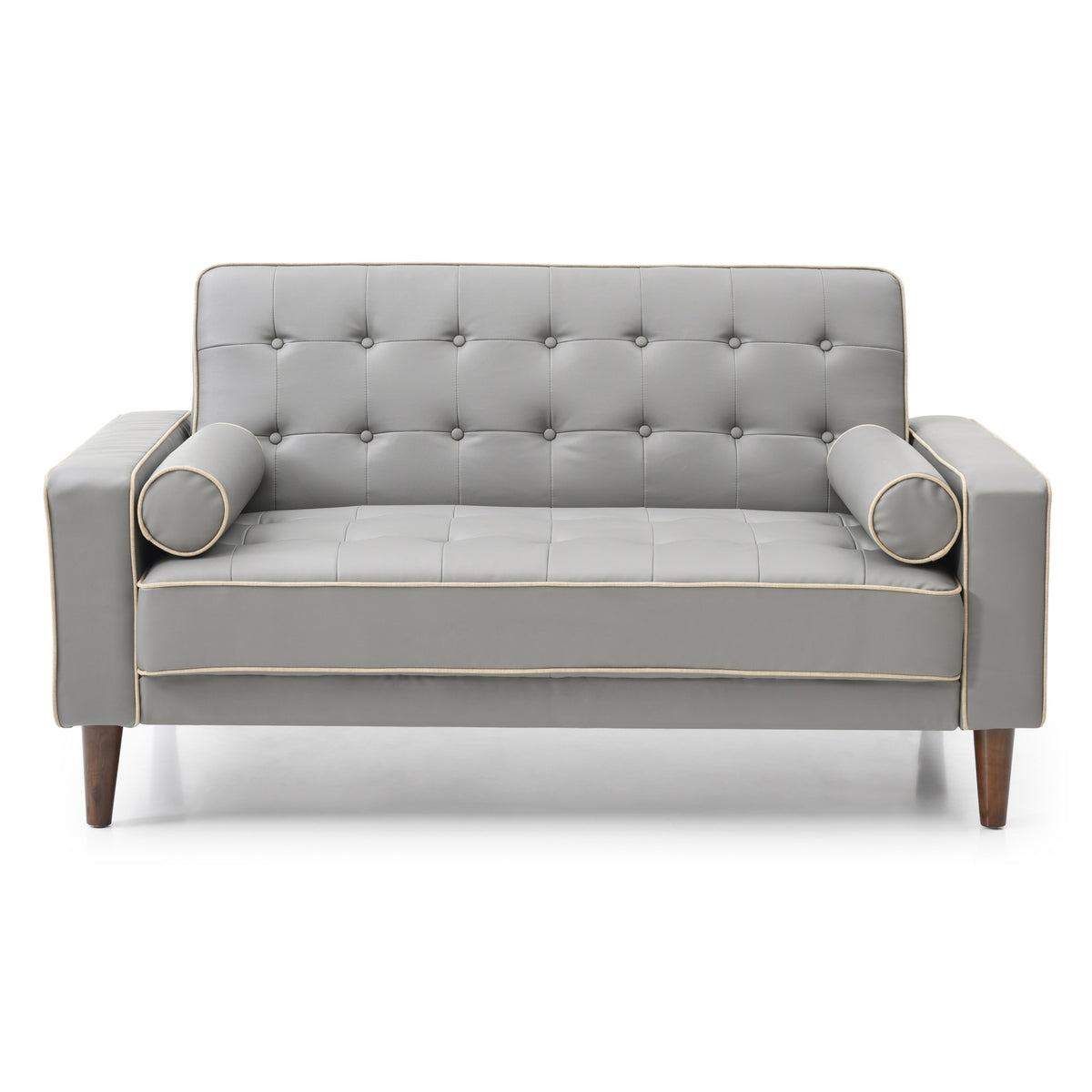 Andrews 60 In. W Flared Arm Faux Leather Straight Sofa In Gray
