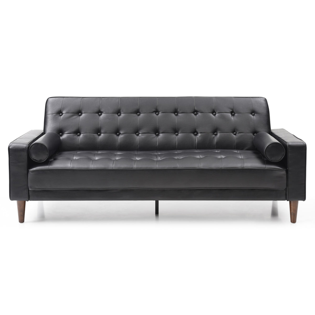 Andrews 85 In. W Flared Arm Faux Leather Straight Sofa In Black