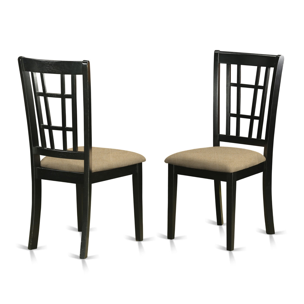 East West Furniture PFNI5-BCH-C 5 Piece Dining Table Set for 4 Includes a Square Kitchen Table with Butterfly Leaf and 4 Linen Fabric Upholstered Dinette Chairs, 54x54 Inch, Black & Cherry