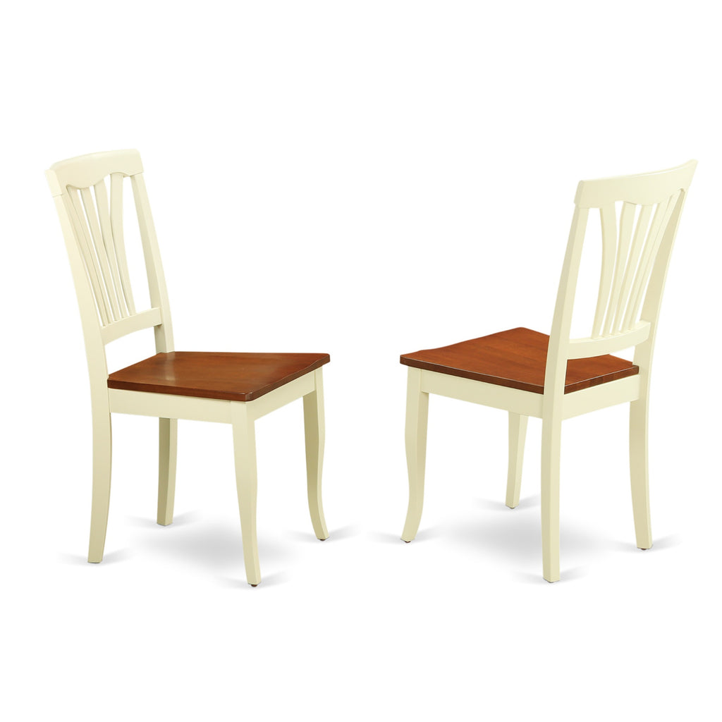 East West Furniture PLAV5-WHI-W 5 Piece Dining Room Table Set Includes an Oval Kitchen Table with Butterfly Leaf and 4 Dining Chairs, 42x78 Inch, Buttermilk & Cherry