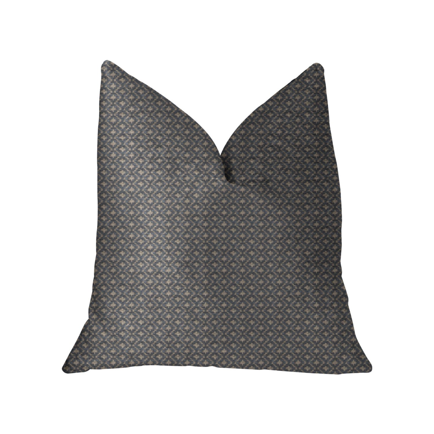 Plutus Cleopatra Blue And Gold Luxury Throw Pillow - Double Sided  16' X 16'