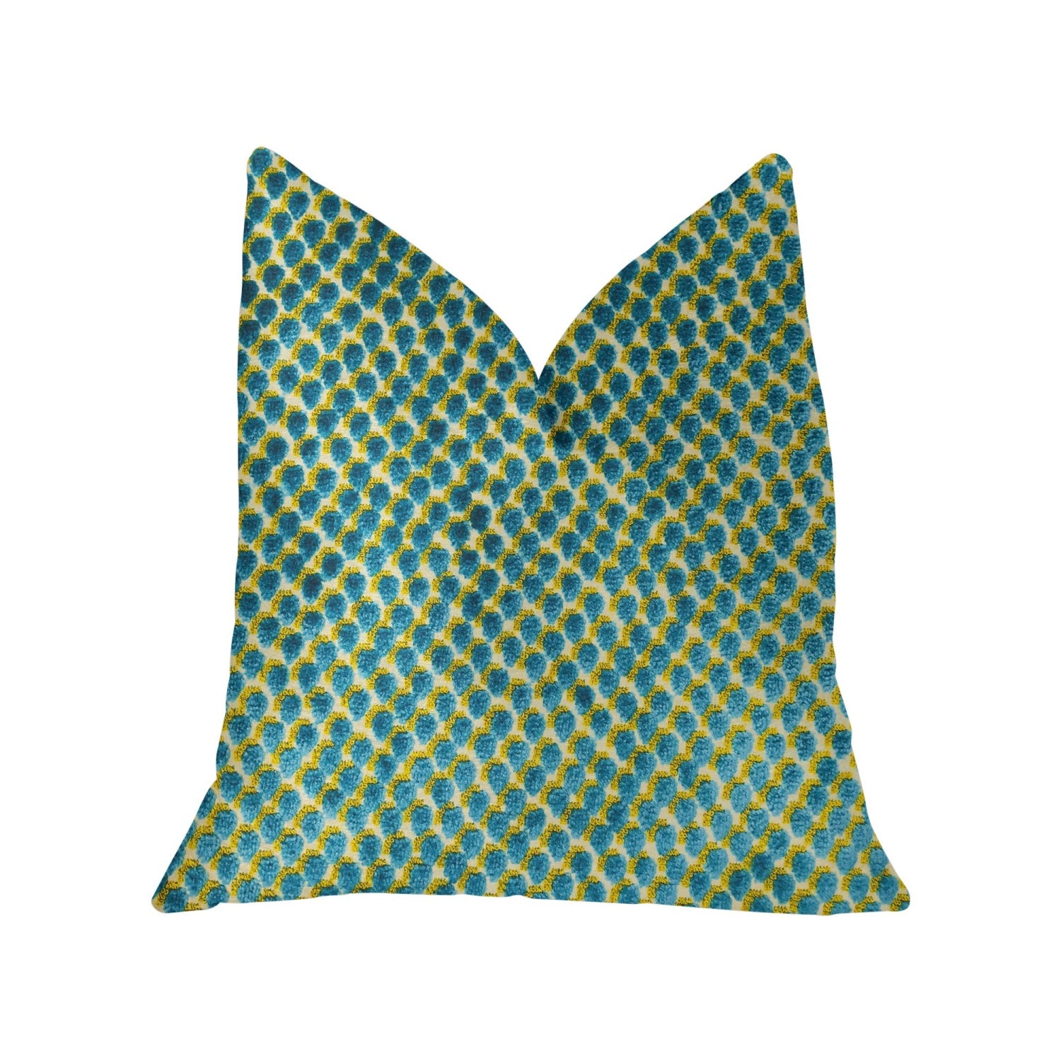 Plutus Sea Green Iota Turquoise Luxury Throw Pillow - Double Sided  18' X 18'
