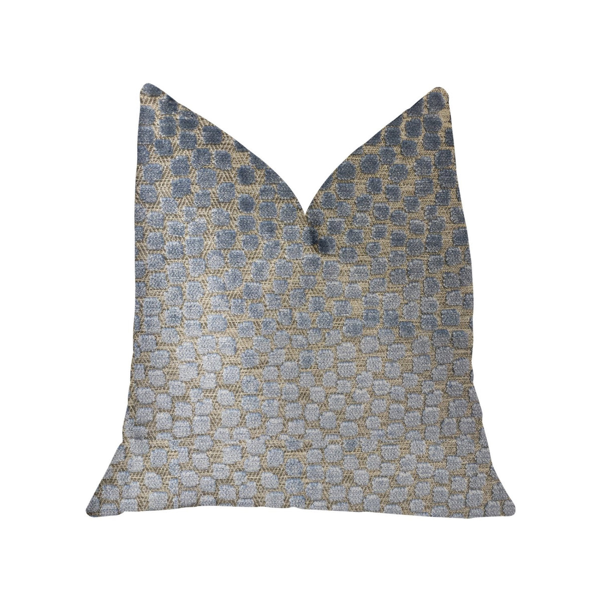 Plutus Dusky Gem Blue And Silver Luxury Throw Pillow - Double Sided  18' X 18'