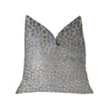 Plutus Dusky Gem Blue And Silver Luxury Throw Pillow - Double Sided  26' X 26'