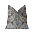 Plutus Paragon Brown, Blue And Beige Luxury Throw Pillow - Double Sided  16' X 16'