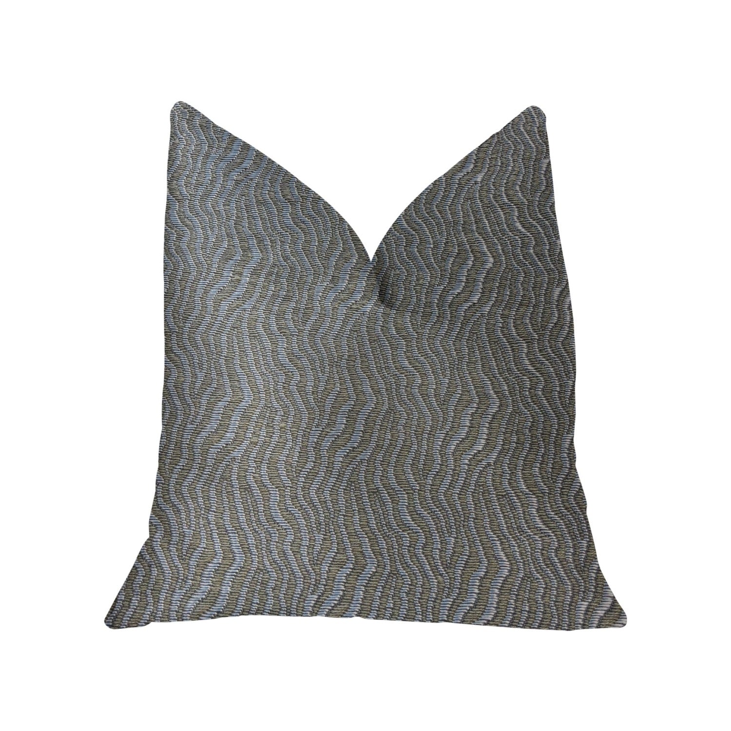 Plutus Dusky Veined  Silver And Taupe Luxury Throw Pillow - Double Sided  20' X 20'