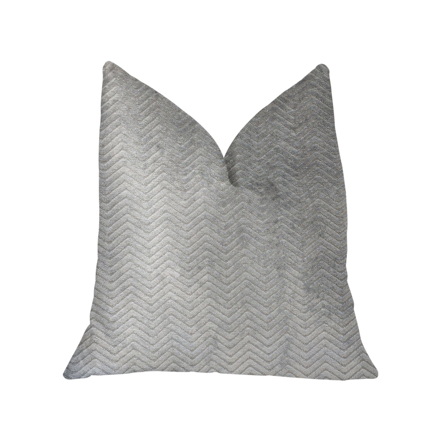 Plutus Silver Moon Gray And Silver Luxury Throw Pillow - Double Sided  22' X 22'