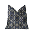 Plutus Midnight Padlock Blue, Black And Beige Luxury Throw Pillow - Double Sided  20' X 26' Standard
