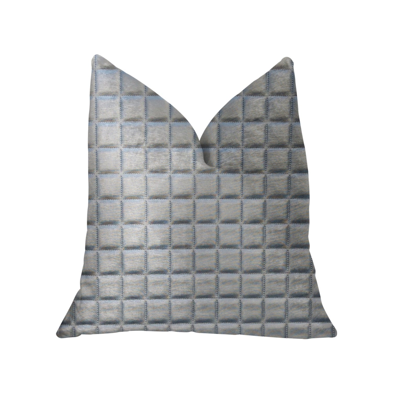Plutus Silverton Silver Artificial Leather Luxury Throw Pillow - Double Sided  20' X 26' Standard