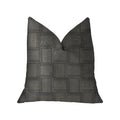 Plutus Licorice Black Artificial Leather Luxury Throw Pillow - Double Sided  20' X 26' Standard