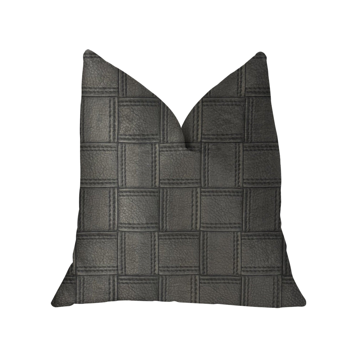 Plutus Licorice Black Artificial Leather Luxury Throw Pillow - Double Sided  20' X 26' Standard