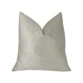 Plutus White Dove White Artificial Leather Luxury Throw Pillow - Double Sided  24' X 24'