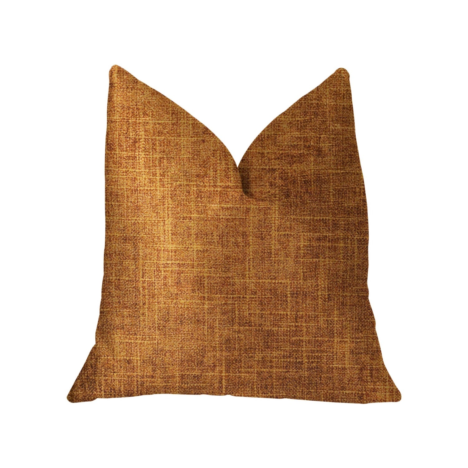Plutus Marmalade Brown And Gold Luxury Throw Pillow - Double Sided  16' X 16'