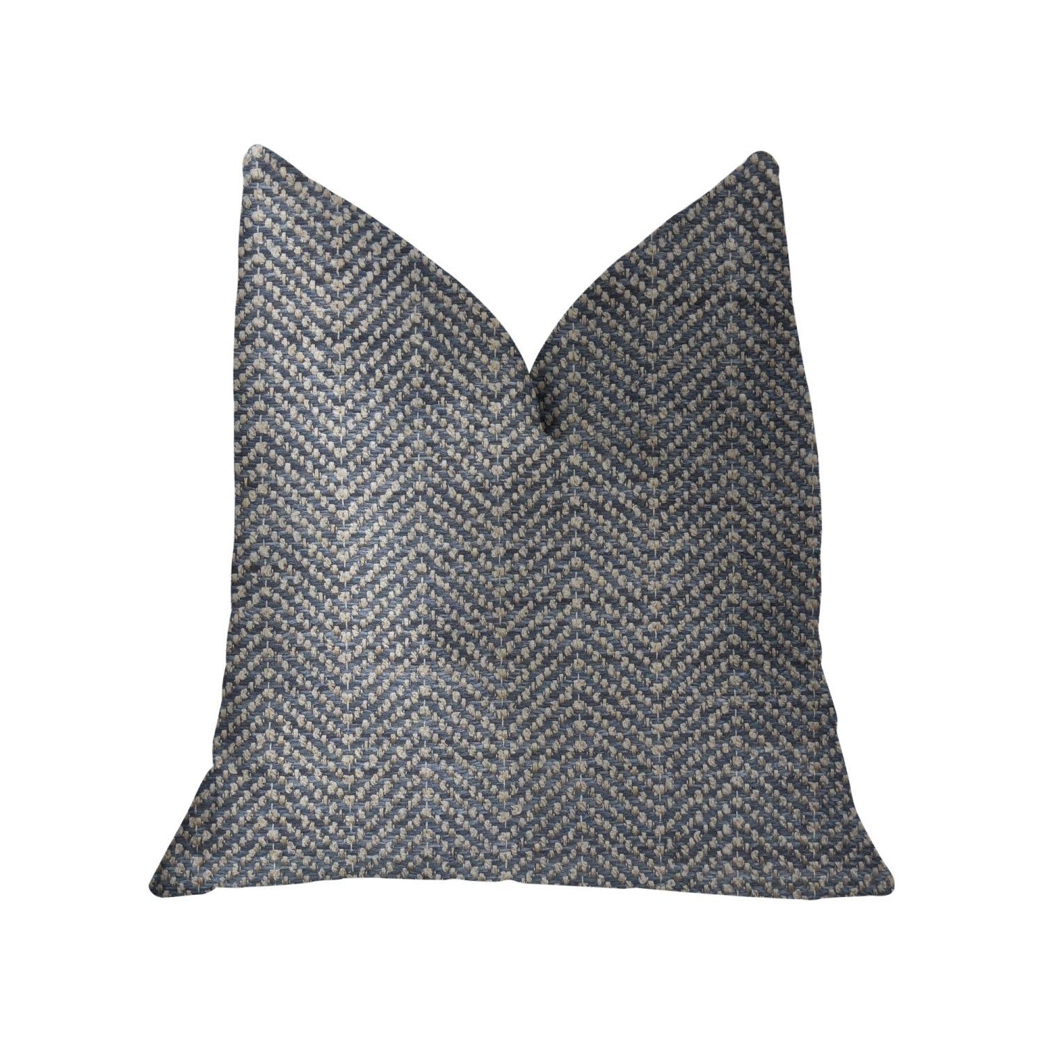 Plutus Amalfi Blue And Ivory Luxury Throw Pillow - Double Sided  24' X 24'