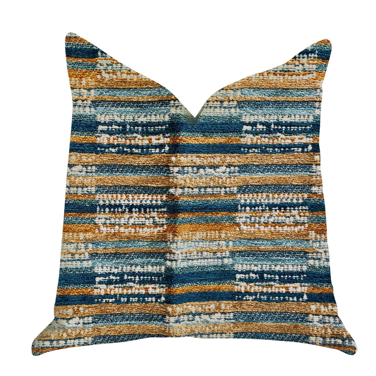 Plutus Timber Blue And Beige Textured Luxury Throw Pillow - Double Sided  12' X 25'