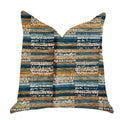 Plutus Timber Blue And Beige Textured Luxury Throw Pillow - Double Sided  22' X 22'