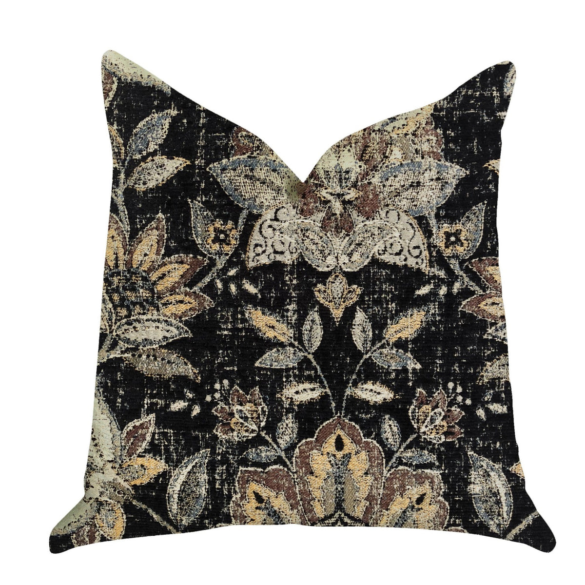 Plutus Noir Lotus Blossom Luxury Throw Pillow - Double Sided  20' X 36' King