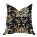 Plutus Noir Lotus Blossom Luxury Throw Pillow - Double Sided  24' X 24'