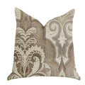 Plutus Tawny Isabella Damask Luxury Throw Pillow  - Double Sided  16' X 16'