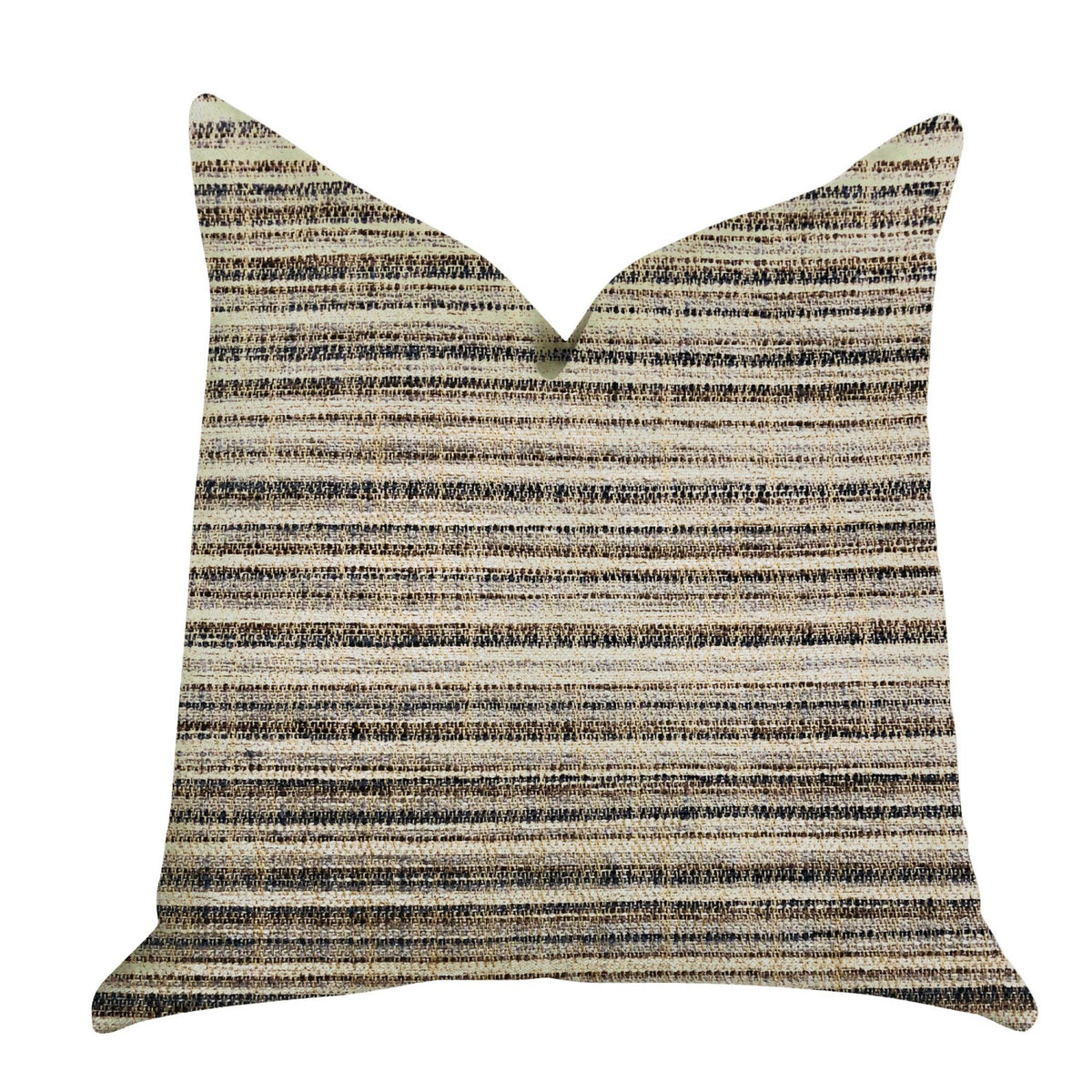Plutus Skyway Lines Luxury Brown-Beige Multi Tones Throw Pillow - Double Sided  16' X 16'
