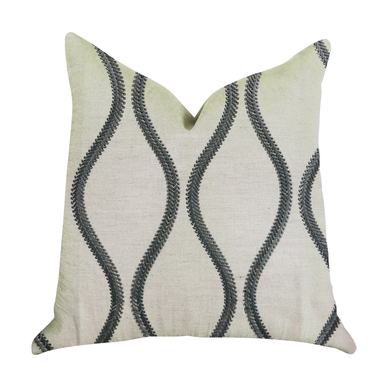 Plutus Bella Curve Green And Beige Luxury Throw Pillow - Double Sided  20' X 20'