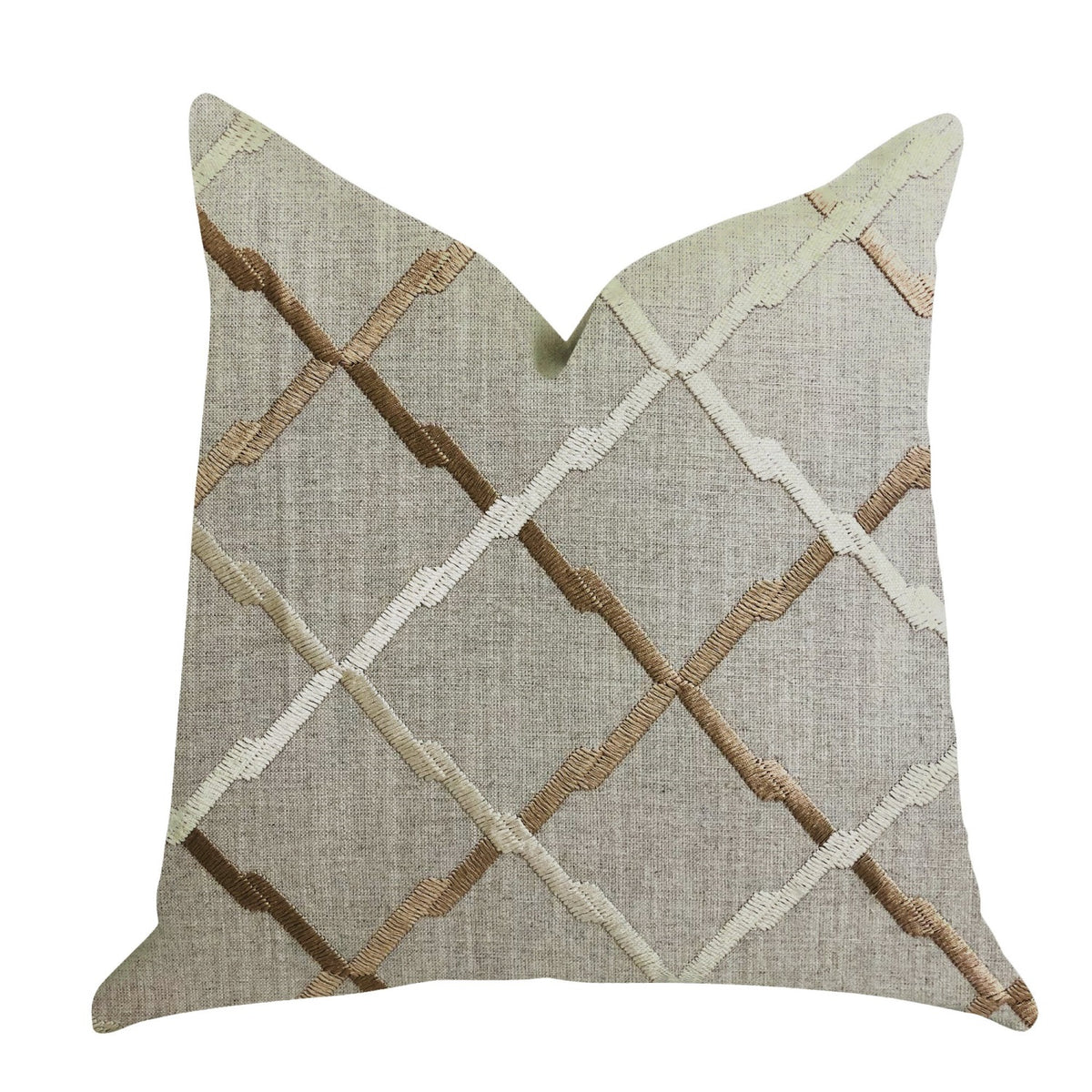 Plutus Urban Square Brown And Beige Luxury Throw Pillow - Double Sided  22' X 22'