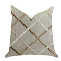 Plutus Urban Square Brown And Beige Luxury Throw Pillow - Double Sided  24' X 24'