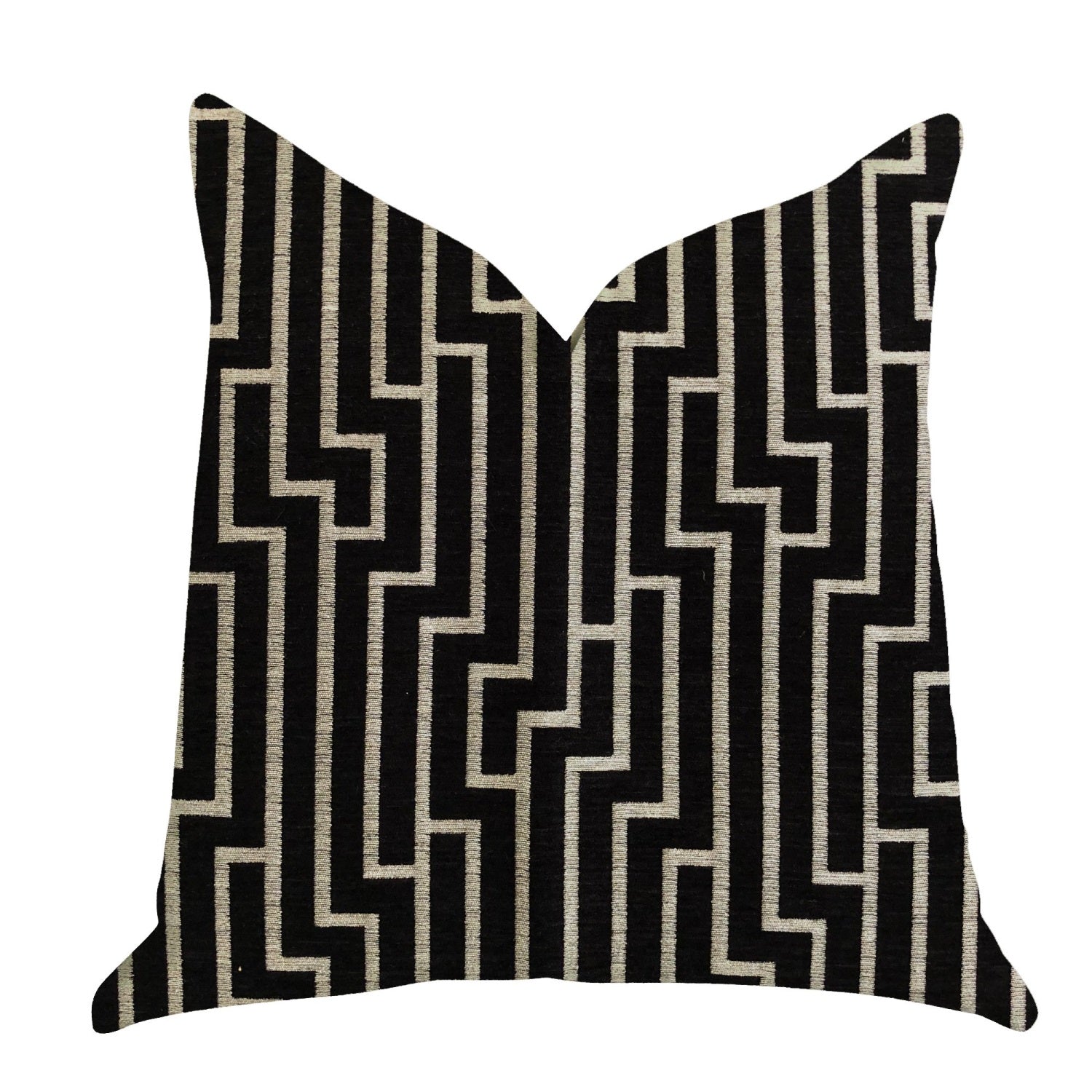 Plutus Posh Lady Black And Beige Tones Luxury Throw Pillow - Double Sided  16' X 16'