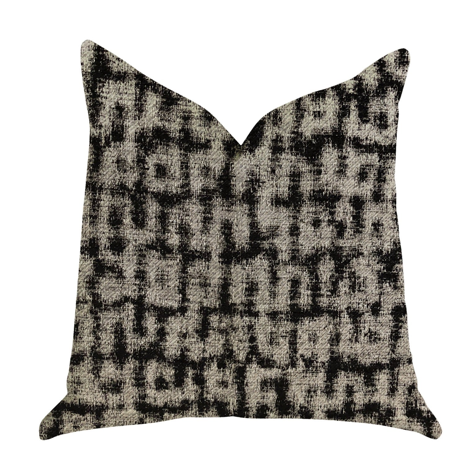 Plutus Modish Millie Luxury Throw Pillow In Black And Beige Tones  - Double Sided  26' X 26'