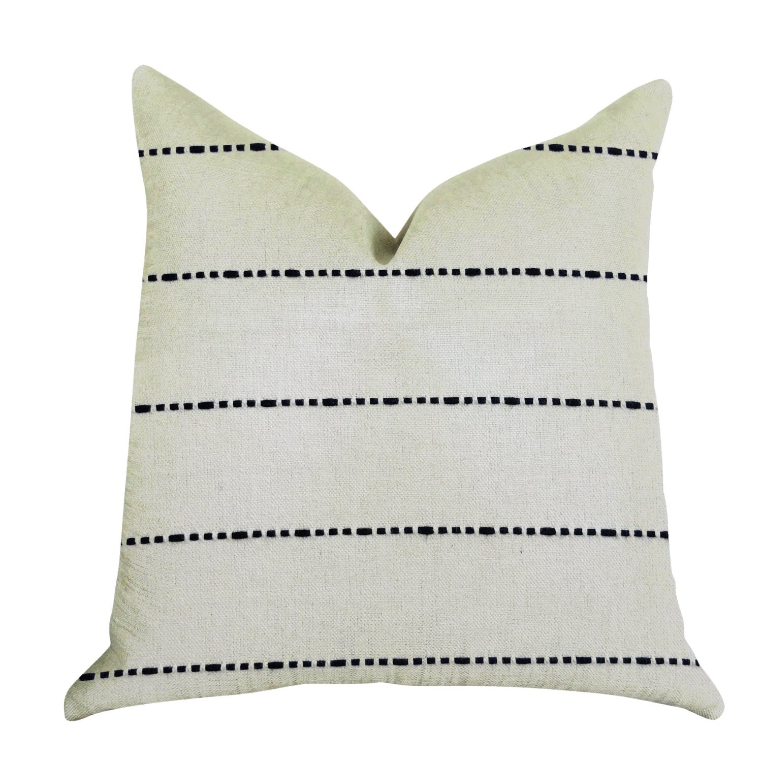 Plutus Interweave Vanilla Bean Luxury Throw Pillow In Black And White - Double Sided  16' X 16'