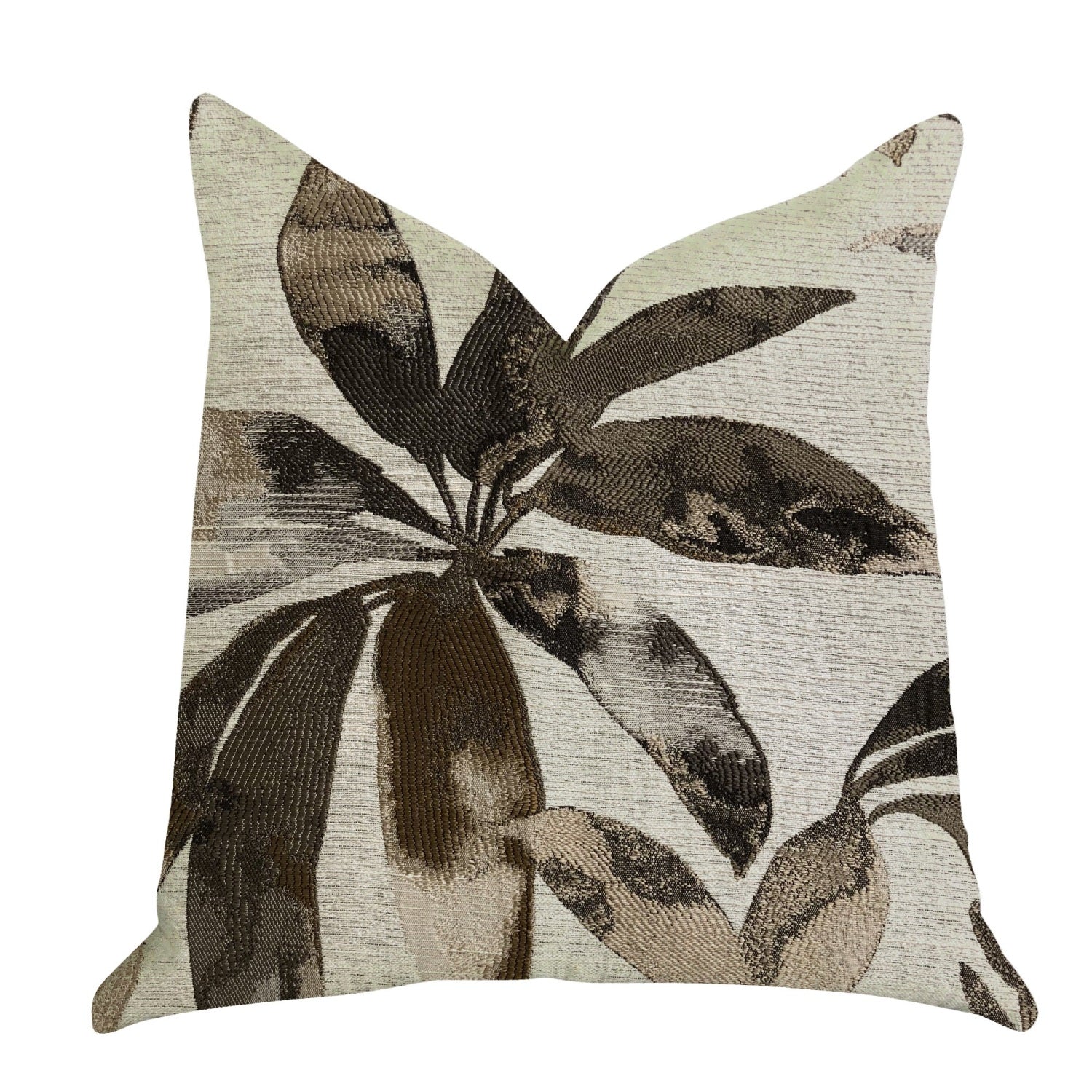 Plutus Santorini Cove Beige And Brown Tones Luxury Throw Pillow  - Double Sided  20' X 20'