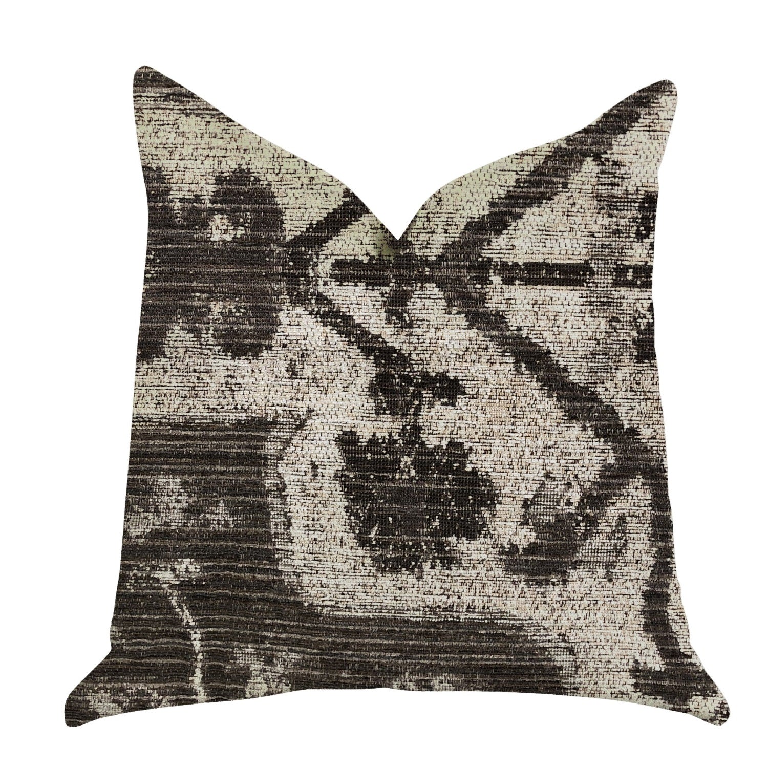Plutus Metro Pulse Beige And Grey Tones Luxury Throw Pillows - Double Sided  20' X 20'
