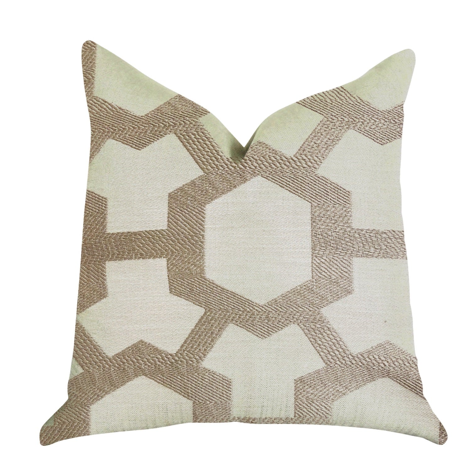 Plutus Linked Charisma Luxury Throw Pillow In Beige And Brown Tones - Double Sided  22' X 22'