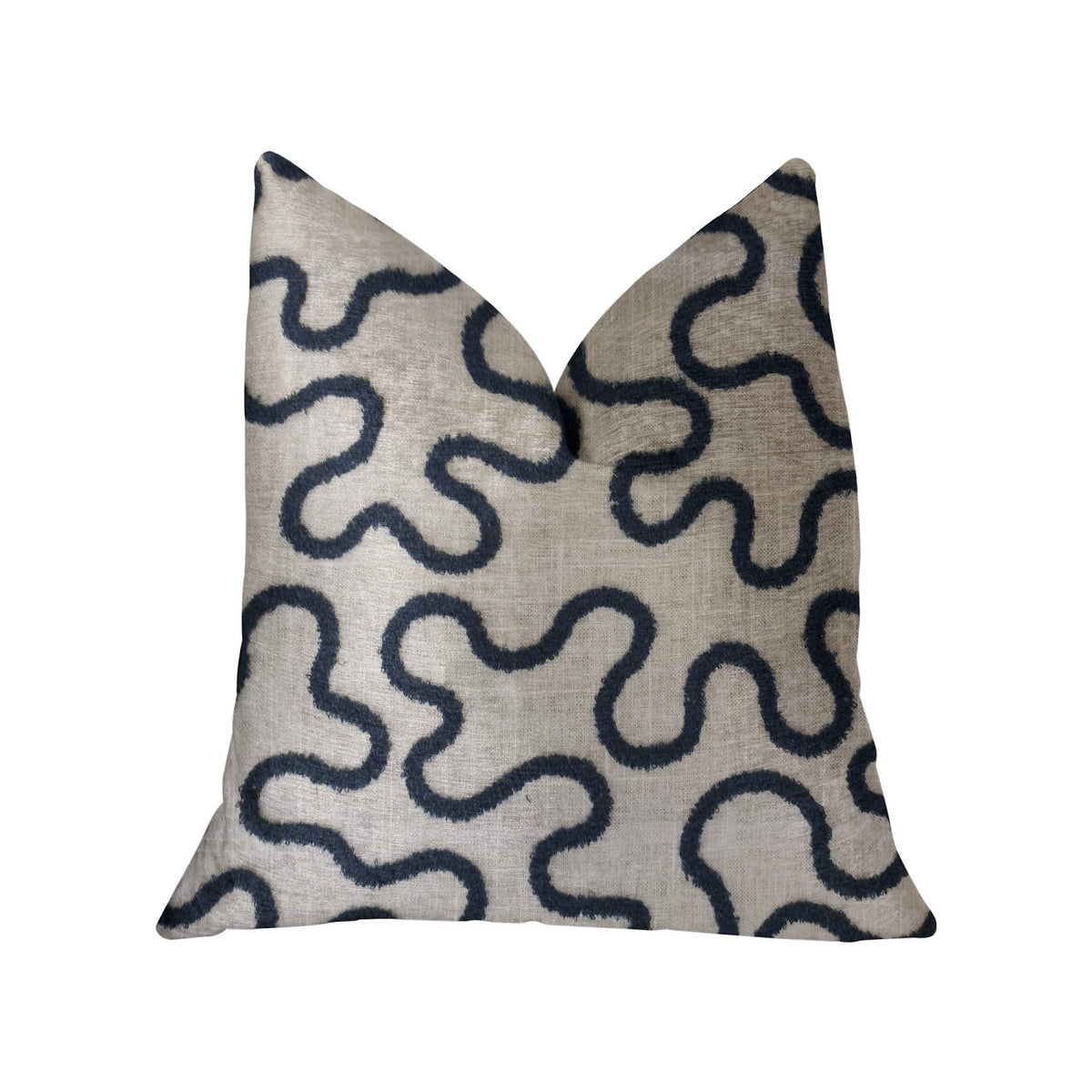 Plutus Chandra Taal Blue And Beige Luxury Throw Pillow - Double Sided  12' X 20'