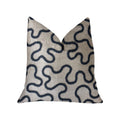 Plutus Chandra Taal Blue And Beige Luxury Throw Pillow - Double Sided  20' X 36' King